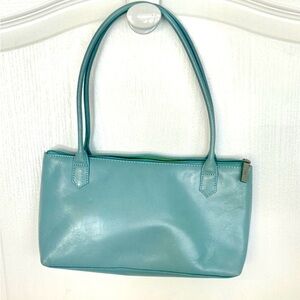 HOBO International Blue Leather Shoulder Bag Structured Top Handle Purse 12x7